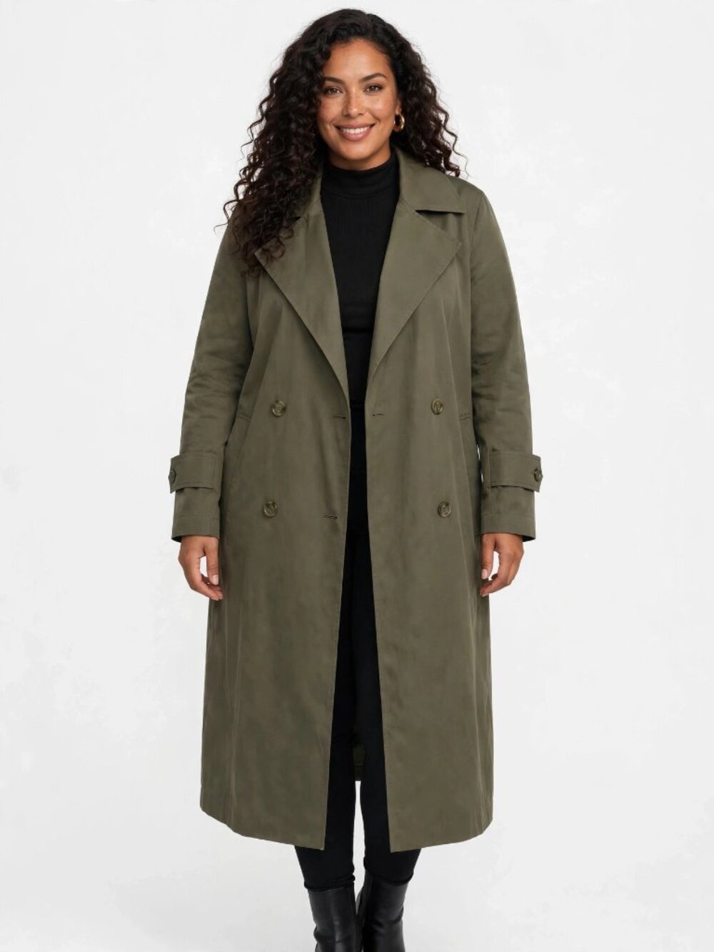 Massimo Dutti Belted Trench Coat Olive Green Classic Never Worn M (Fits L)